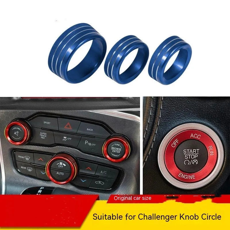 Aluminium alloy decorative ring for Dodge Grand Cherokee Challenger air conditioning knob in multiple colour options