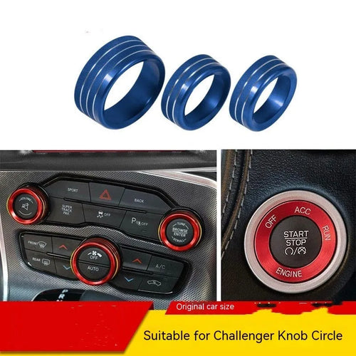 Aluminium alloy decorative ring for Dodge Grand Cherokee Challenger air conditioning knob in multiple colour options
