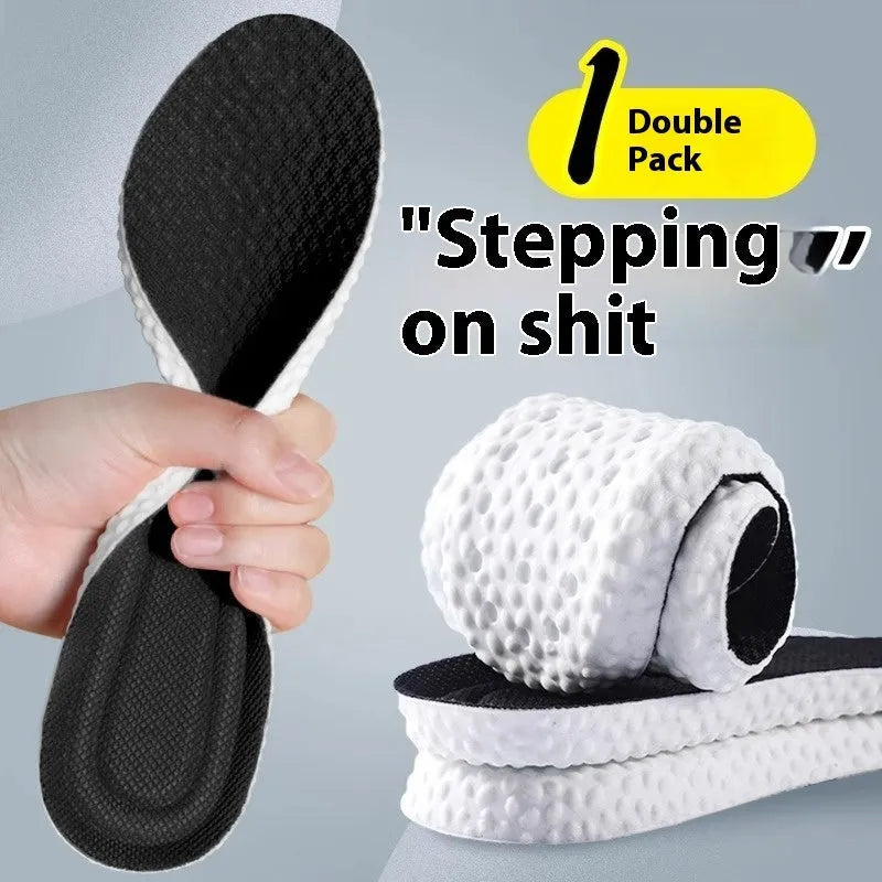 Breathable PU sports insoles in grey, black, or orange colours with cut-to-fit design for sizes 35-46