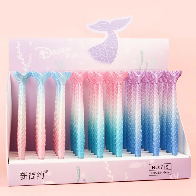 Mermaid cartoon design gel pen with 0.38mm needle-point tip on plastic casing