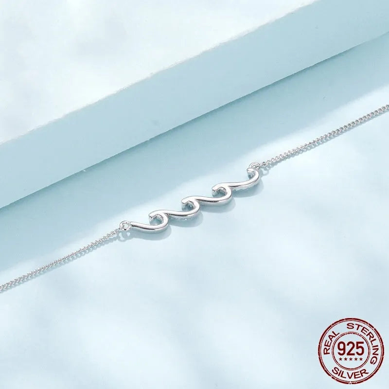 S925 sterling silver women's anklet with blue HAILANG shape, colour SCT031, single anklet
