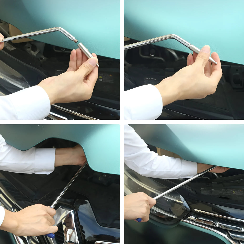 Three-piece alloy steel car dent repair hook crowbar set for automotive body maintenance