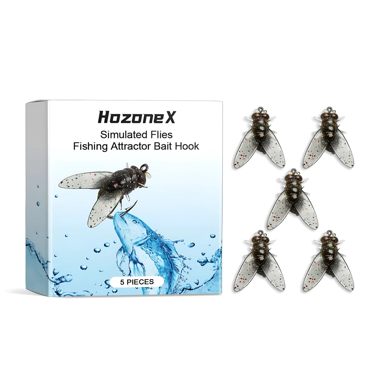 Five small, realistic insect-imitation soft bait lures measuring 1.5cm, made from TPR and silicone.