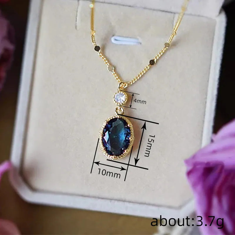 French retro geometric gold necklace with electroplated copper construction