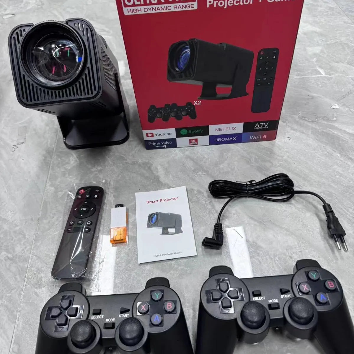 720p HD wireless home projector for game consoles with international safety certification