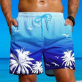 Men's loose fit board swimming trunks in ethnic style pattern with elastic waistband