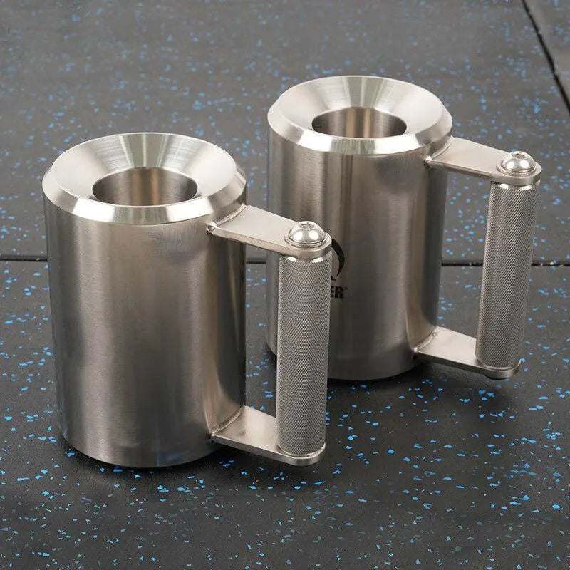 Silver stainless steel 8kg cast iron dumbbell cup for weight training.