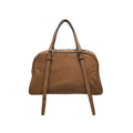 Women's retro style genuine leather shoulder bag with double straps in horizontal square shape