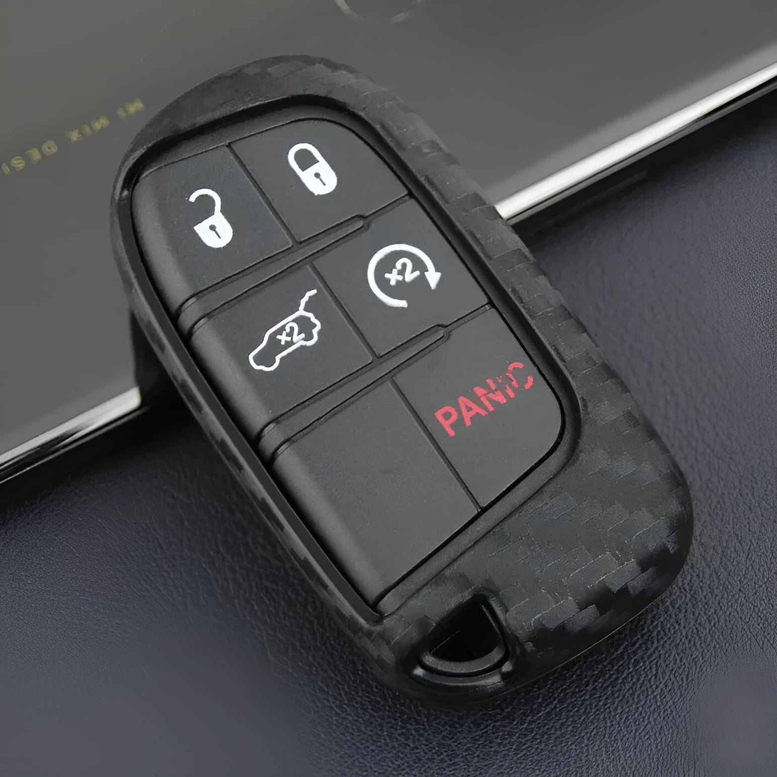 Carbon fibre pattern silicone protective case for Dodge Chrysler Fiat car remote key