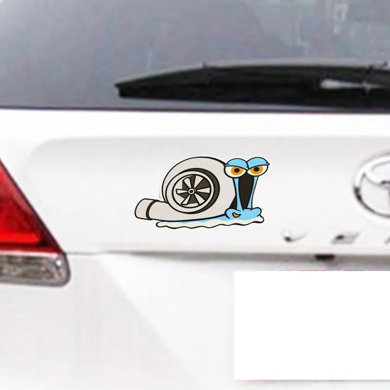Reflective snail car sticker with cartoon design measuring 12cm by 8cm for bumper decoration