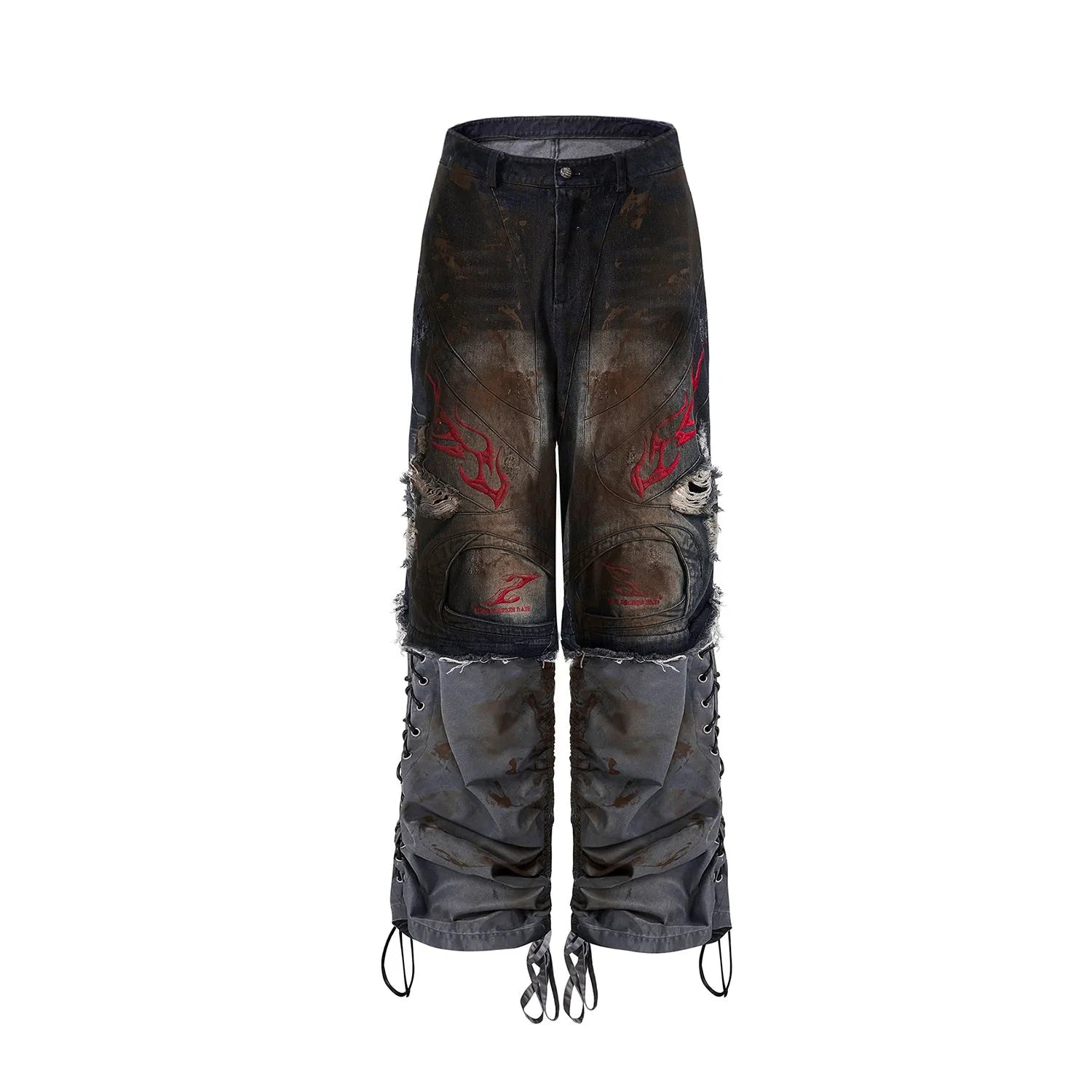 Men's retro denim jeans with detachable trouser legs in wide-leg loose fit