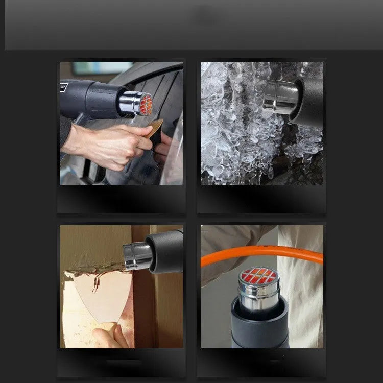 2000W industrial hot air gun with black thermal insulation shell and grid-type air outlet for heat shrinking
