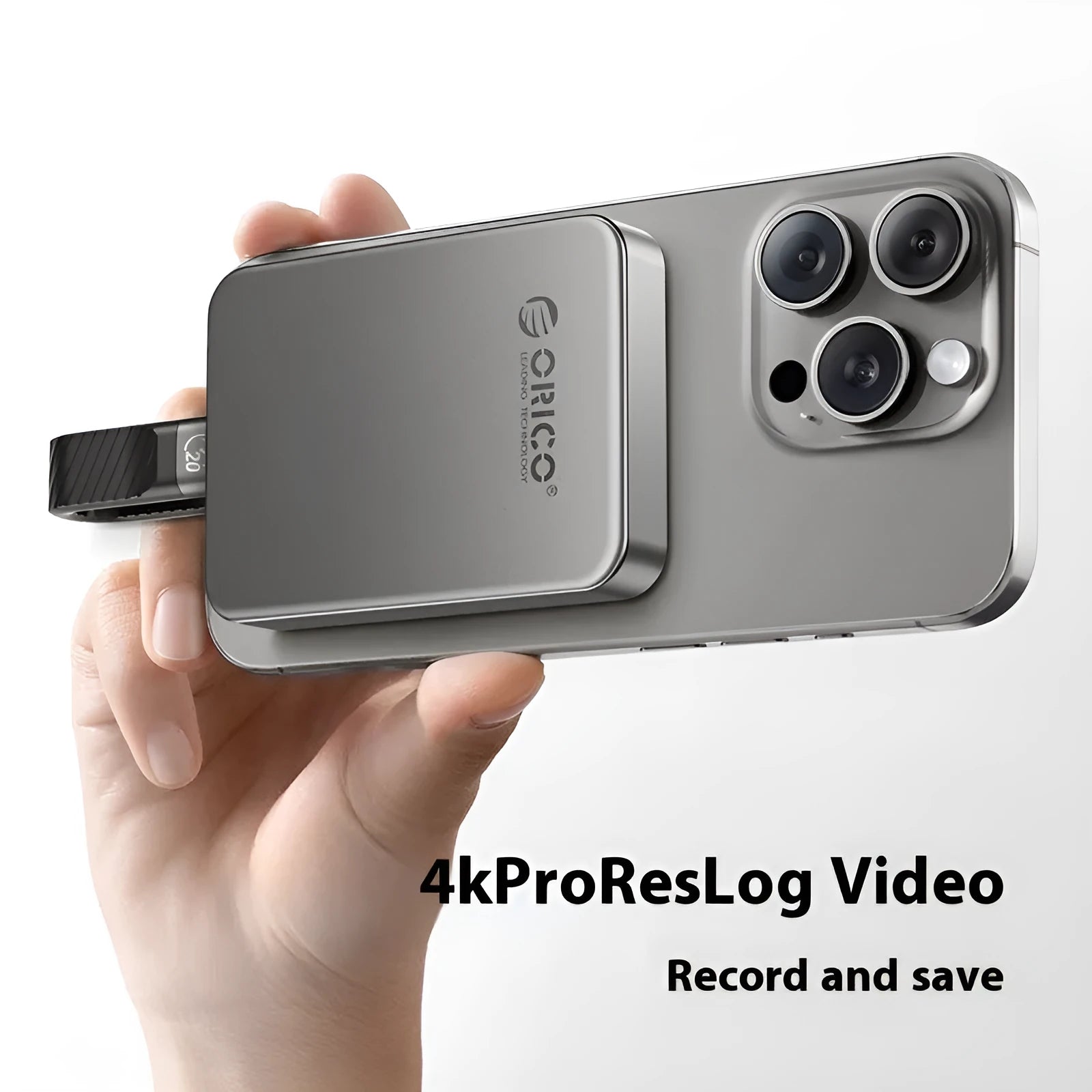 Grey magnetic mobile solid state drive with ultra-thin design and dimensions 80x60x11.2mm