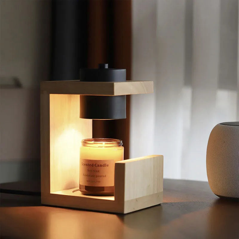 Solid wood melting candle lamp in black or white with two bulbs, dimmable and timed, Nordic style, 220V