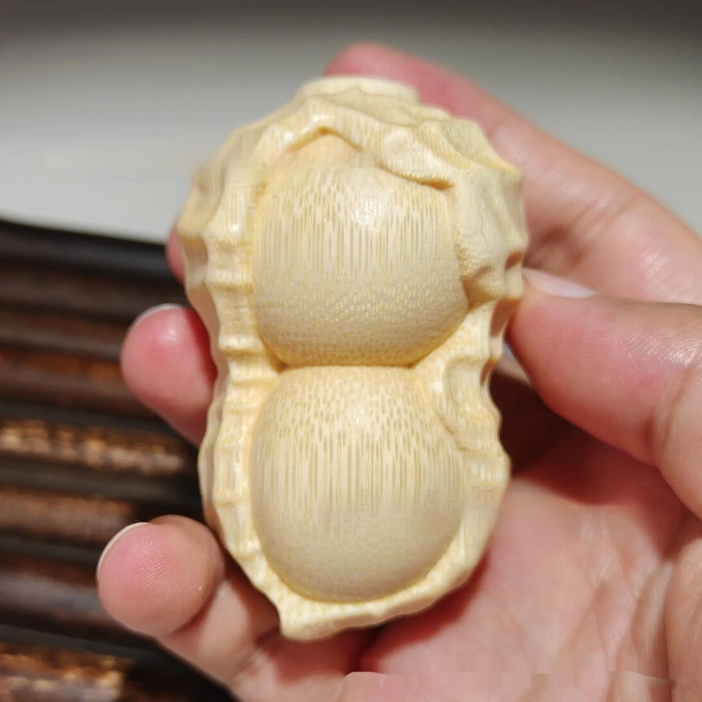 Solid bamboo carving peanut ornament in modern simplicity style for gift giving