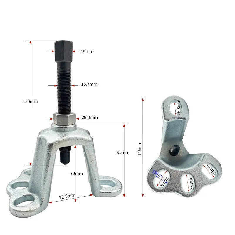 Chrome vanadium steel hub puller tool for removing brake drums from electric tricycles, motorcycles, and cars.