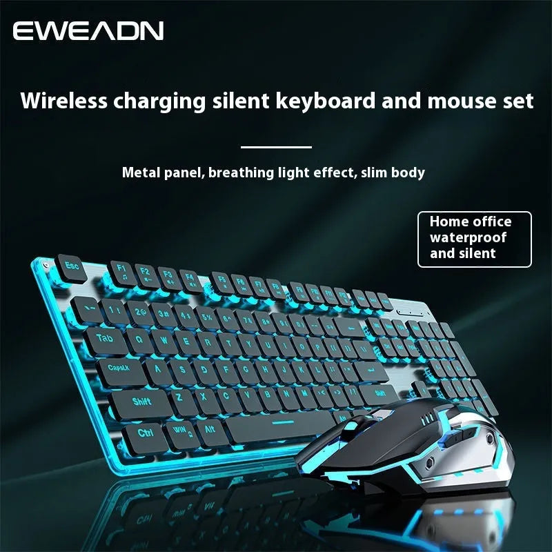 Wireless Bluetooth keyboard with mute button in cherry blossom pink colour on a desk.