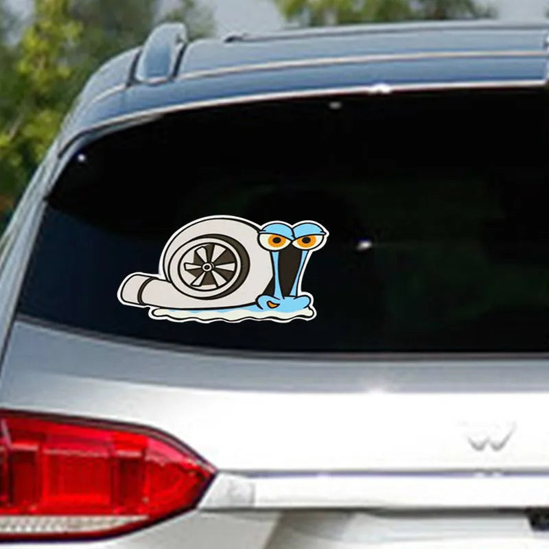 Reflective snail car sticker with cartoon design measuring 12cm by 8cm for bumper decoration