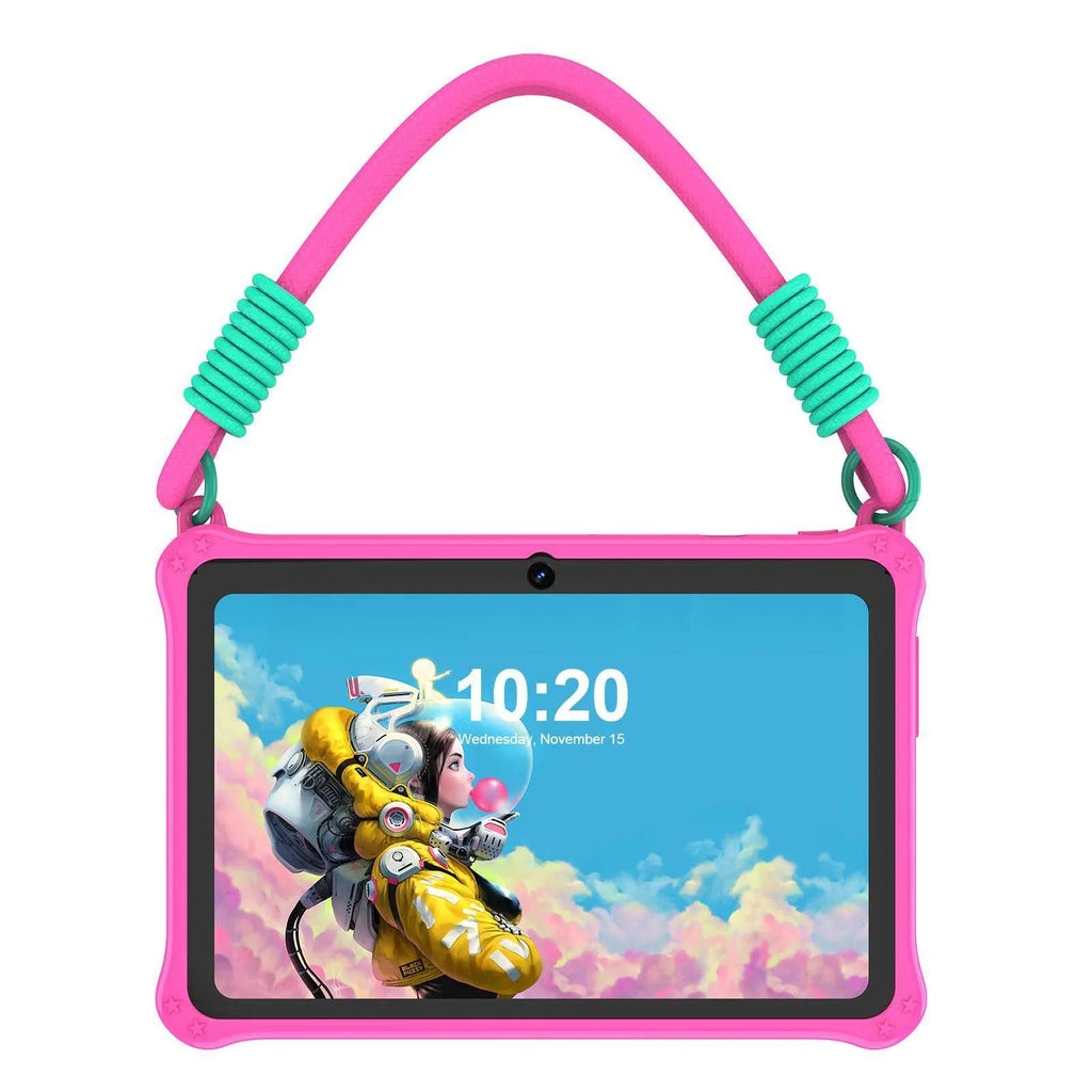 Sapphire blue silicone protective case for 7-inch children's tablet with flat strap