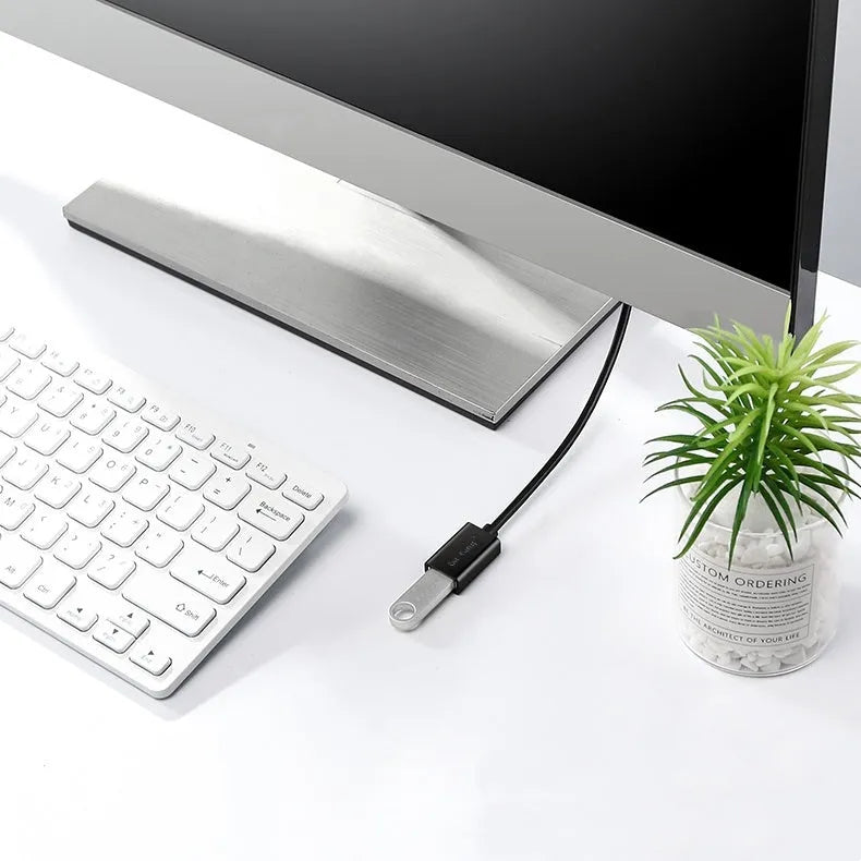 Black USB male to female extension cable with choice of USB 3.0 or USB 2.0 connector, shown in lengths from 1 to 5 metres.