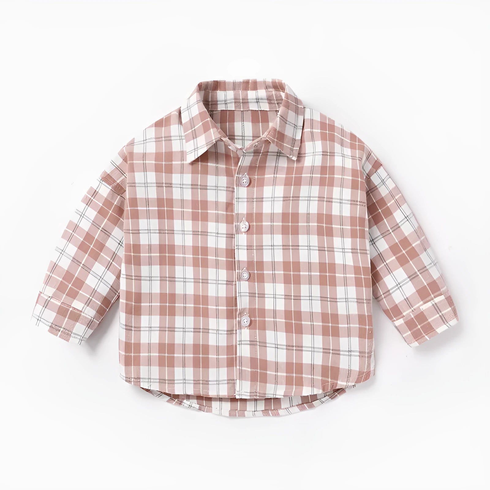 Boys' cotton button-up shirt with lattice pattern and animal print in light blue
