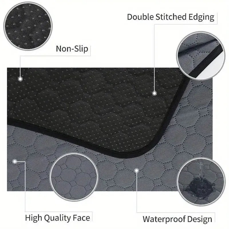 Two neutral-coloured washable dog pee pads, one tan and one grey, showing textured fabric surface.