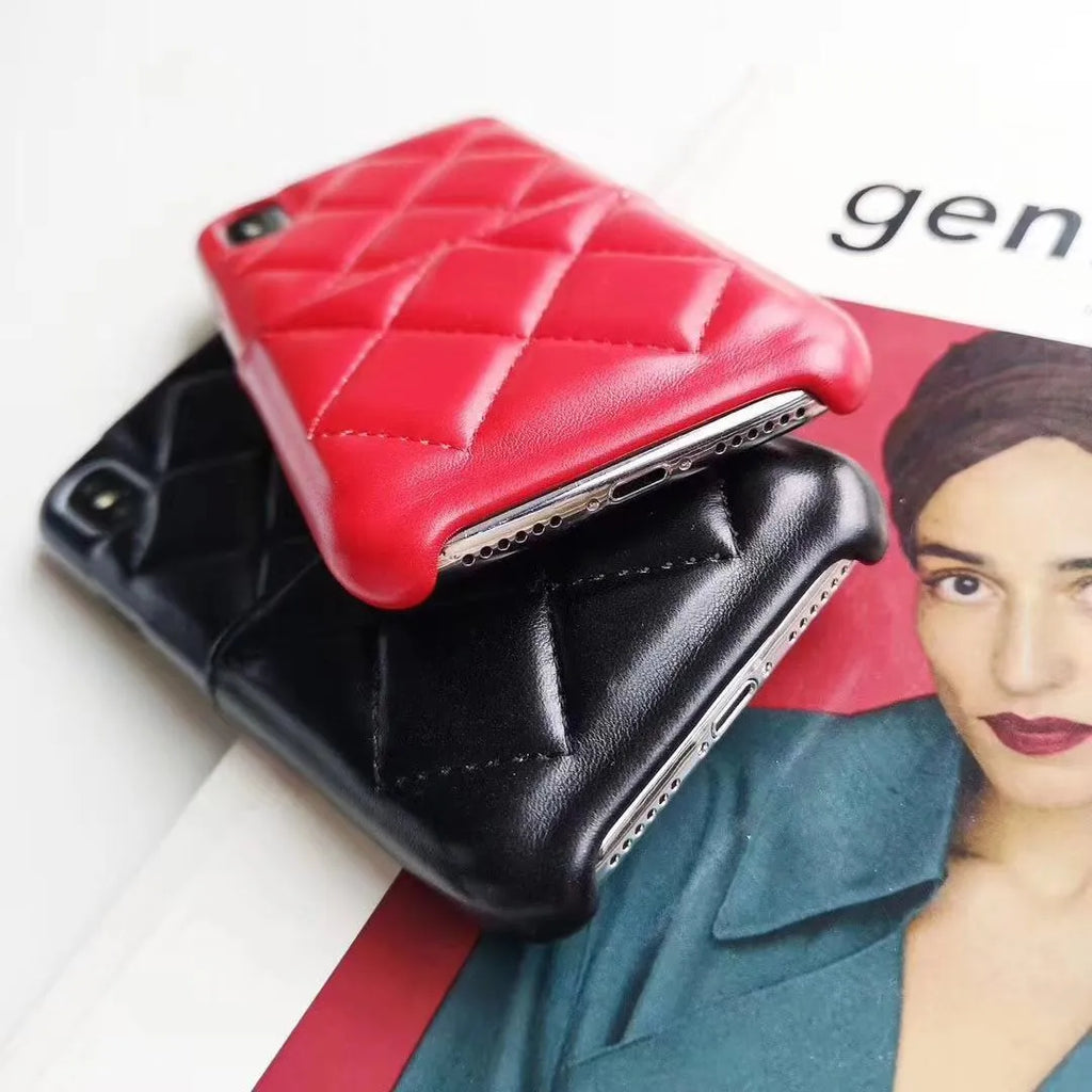 Black leather iPhone case compatible with iPhone XS Max and older models