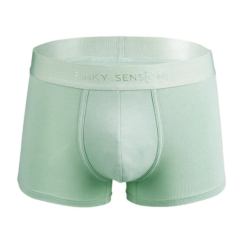 Men's solid colour cotton underwear boxers in black, white, silver grey and light green