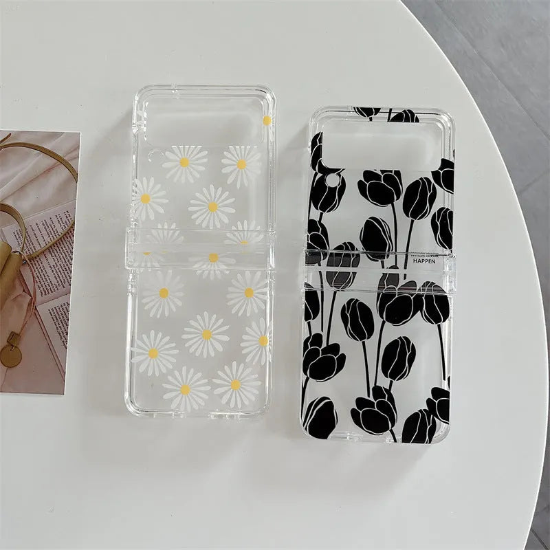 Samsung Galaxy Z Flip phone case with flower design in Daisy colour option
