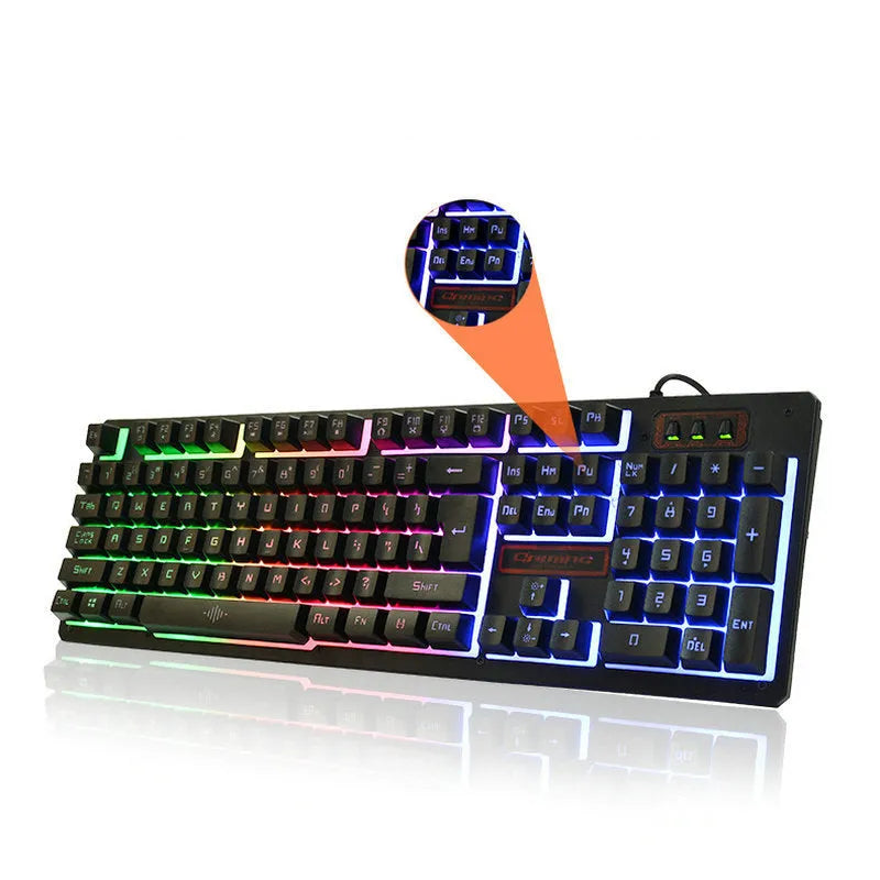 K13 wired gaming keyboard and mouse set in black with USB connection and 1600dpi optical mouse