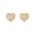 Golden heart-shaped moissanite stud earrings in S925 sterling silver with butterfly backing