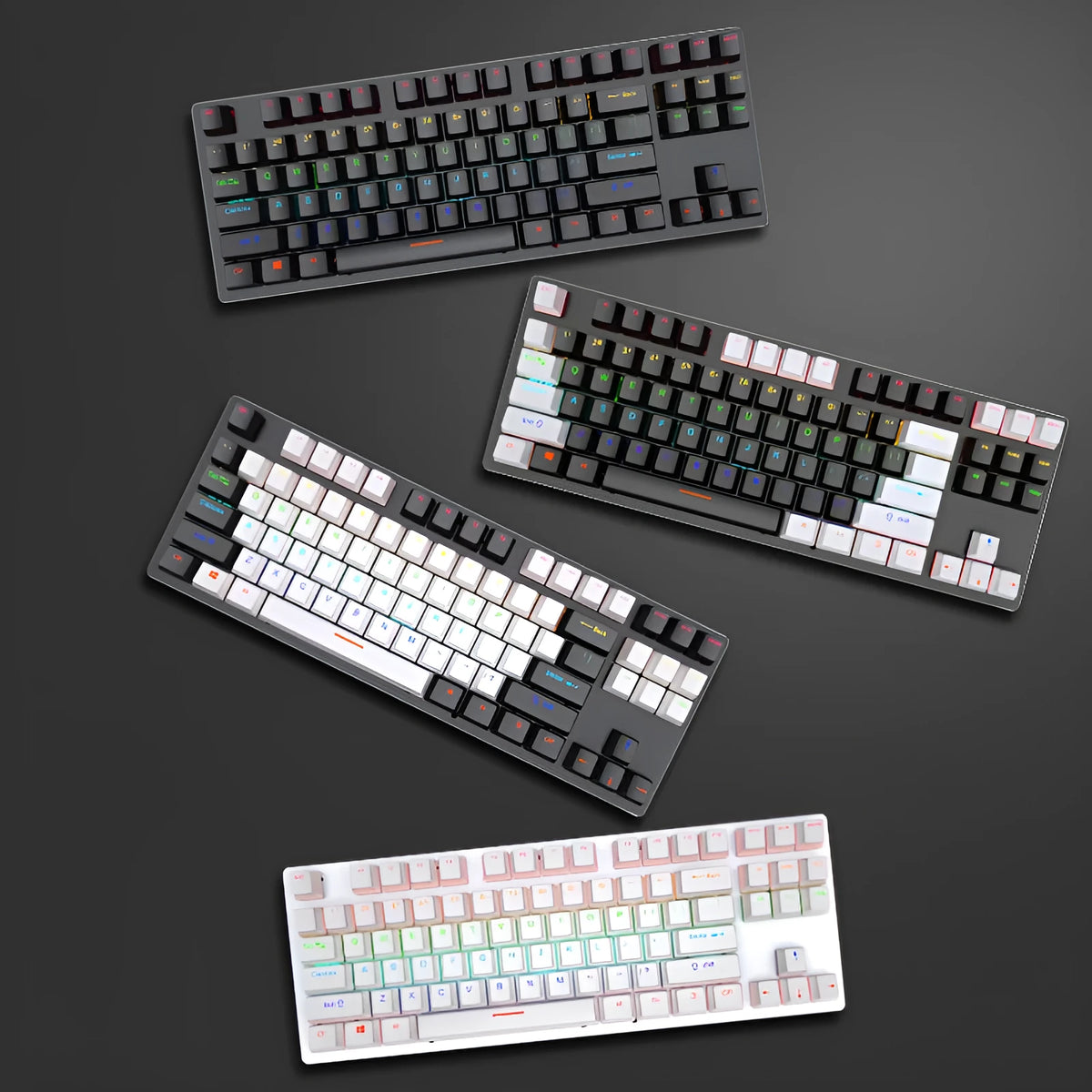 Crack K550 wired mechanical keyboard, 87 keys, green axis, USB, ABS, 360x130x36mm