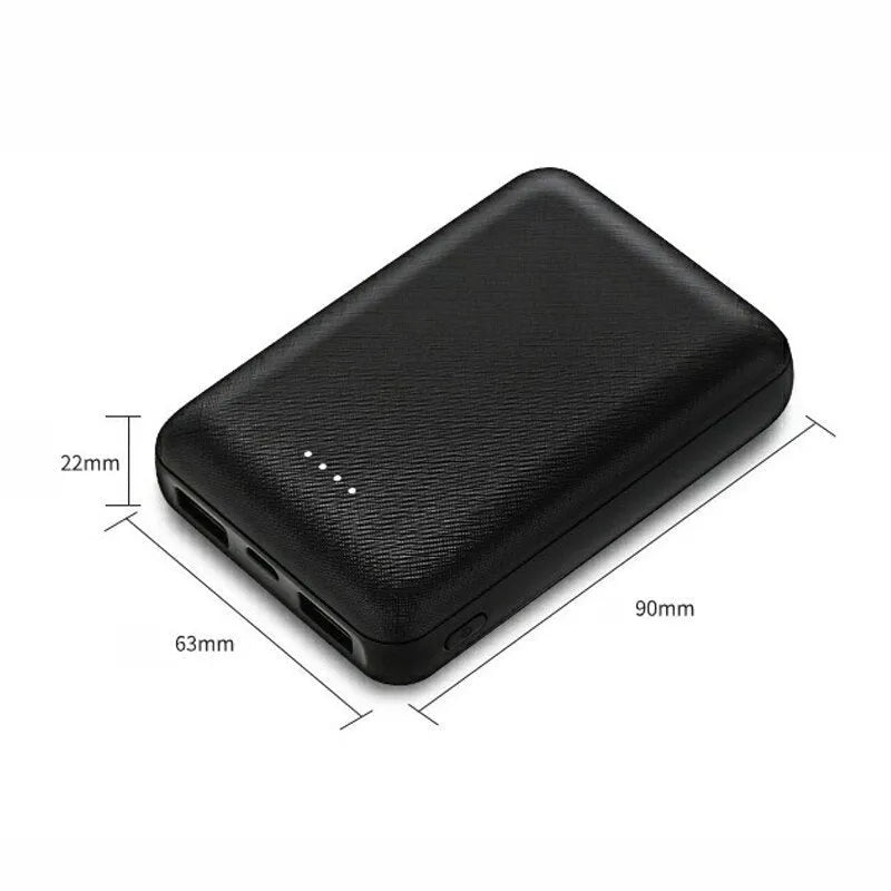 Black or white ultra-thin 10000mAh power bank with multi USB ports
