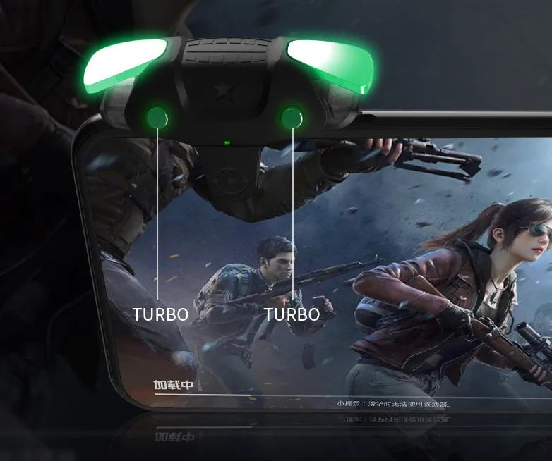 Black F5 mobile phone game controller with compact 5x2.5x2.96cm dimensions and joystick design