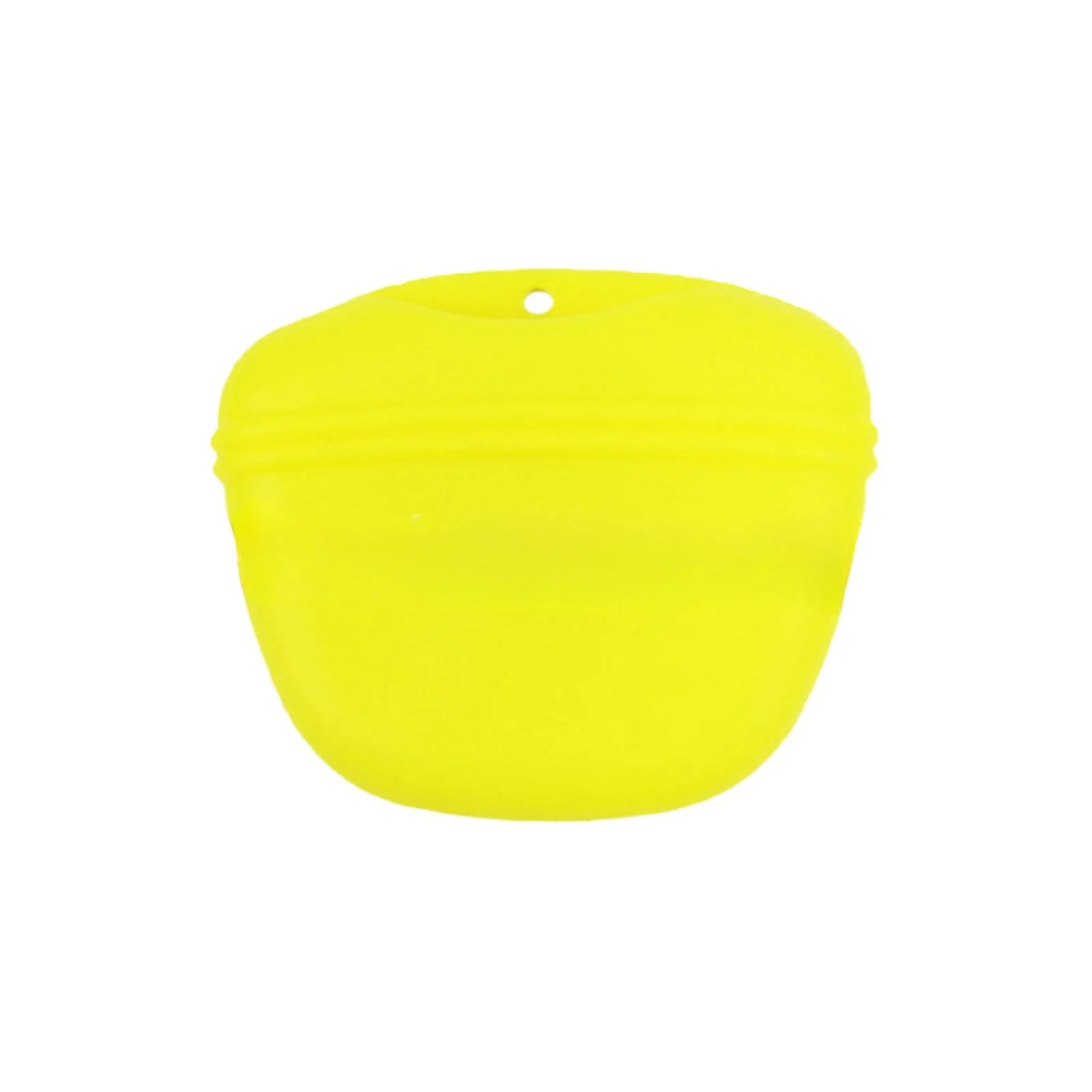 Silicone clip-on dog treat waist bag in colour choice, showing magnetic closure and belt clip.