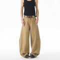 Brown men's casual jeans with straight leg cut and loose Korean style fit