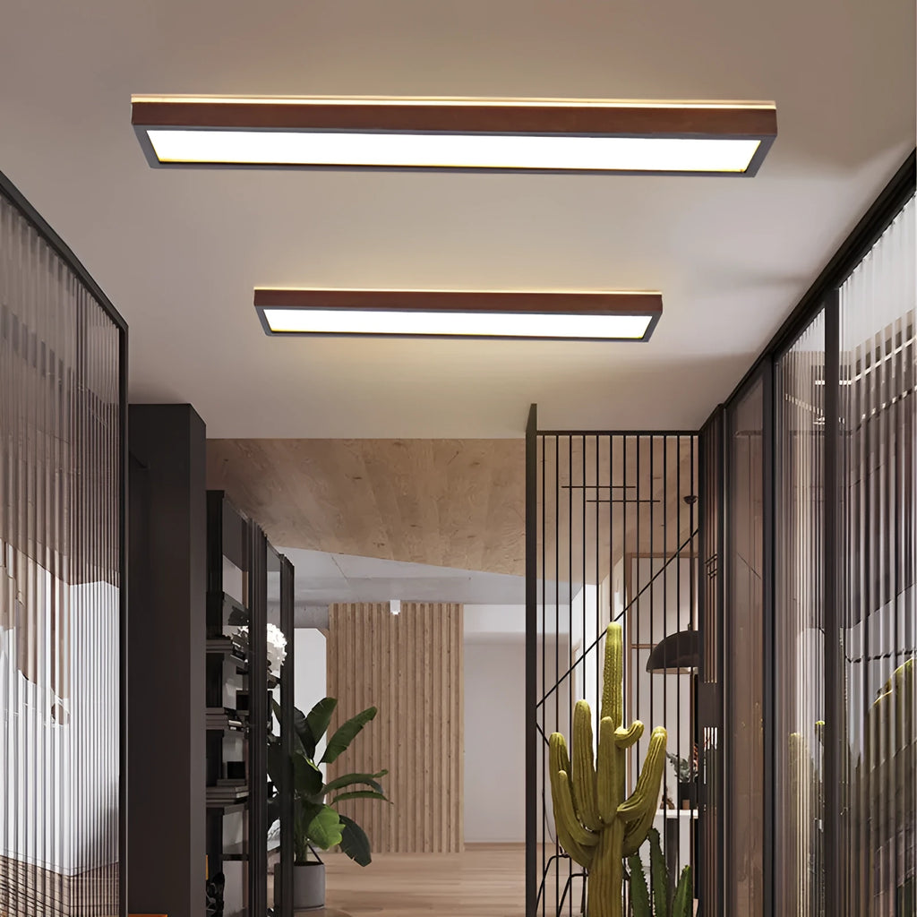 Solid wood long ceiling lamp in traditional Chinese style with linear design