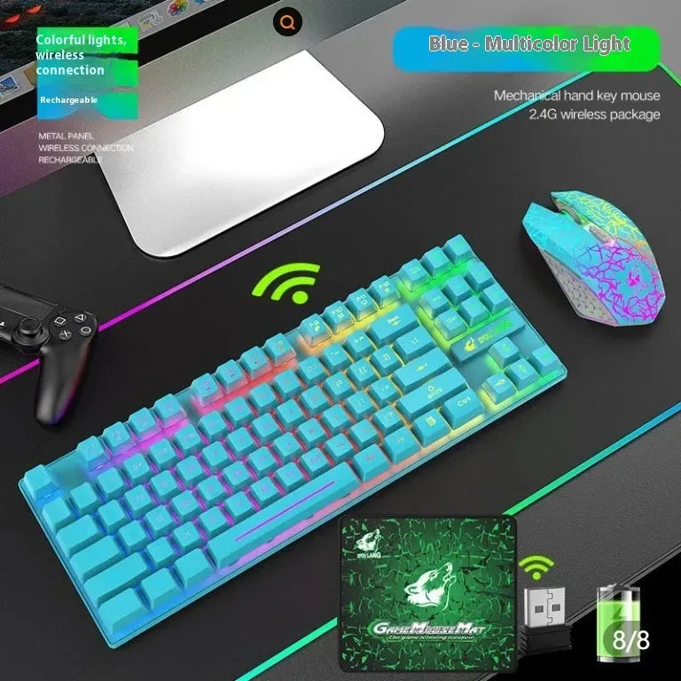 T3 wireless keyboard and mouse set with backlight illumination showing black orange light colour option