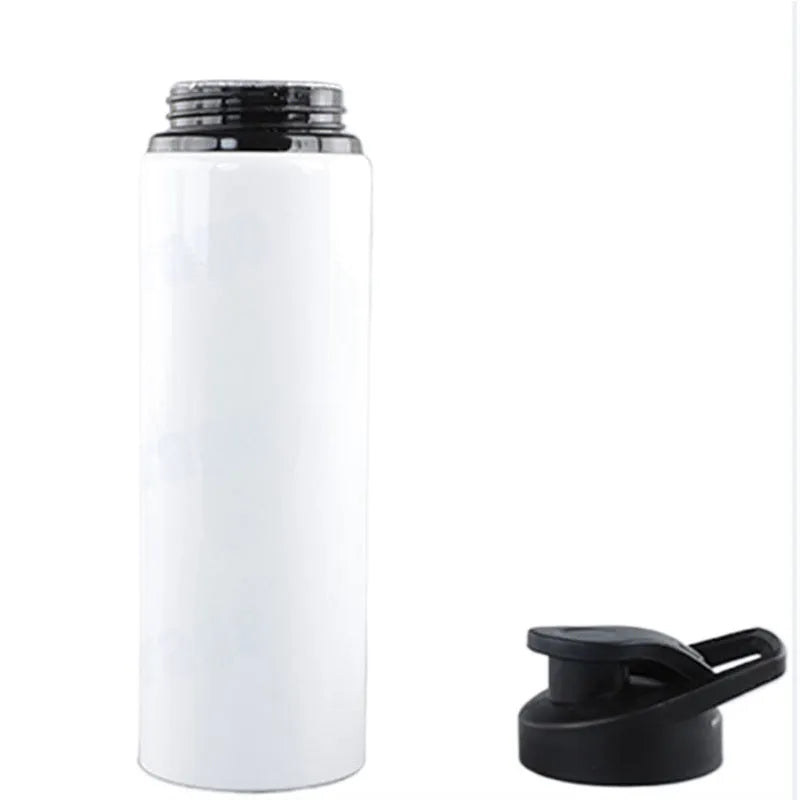 White aluminium sports water bottle for cycling in 600ml and 750ml sizes