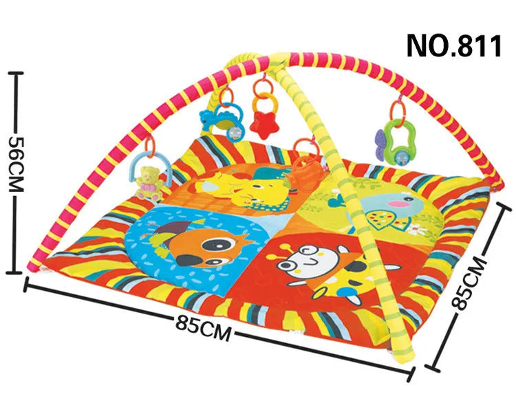 Velvet baby gymnastic rack play mat with animal design as crawling carpet