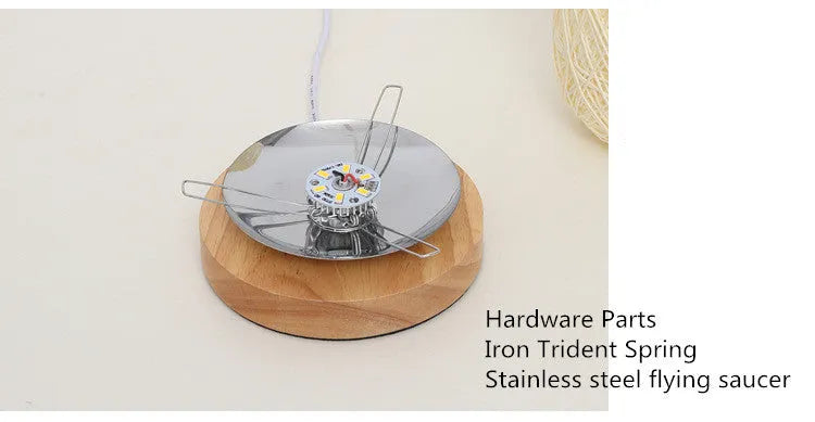 Brown woven hemp rope Sepak Takraw desk lamp with solid wood base and USB cable