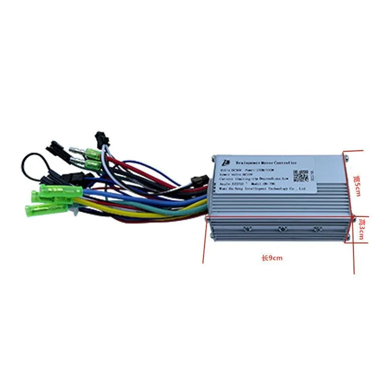 6-tube electric bicycle scooter controller showing 24V 36V 48V 250-350W specifications and connection terminals