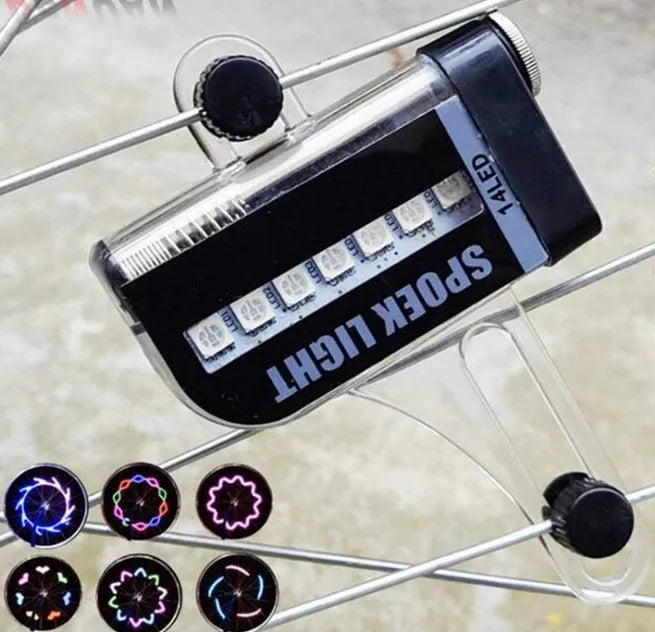 14 LED motorcycle bike light with 7 RGB full colour LEDs on front and back, 32 mode wire light