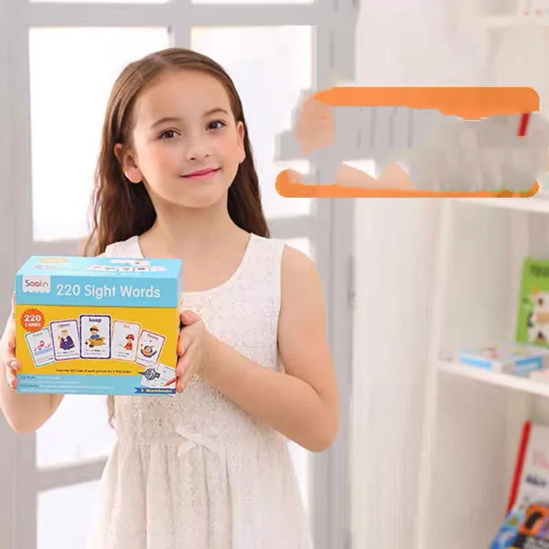 High frequency word flash card gift set with 220 cards and 5 workbooks for early childhood education