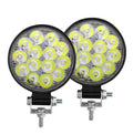 Compact round 42W LED work light with aluminium housing for car, truck, or motorcycle.
