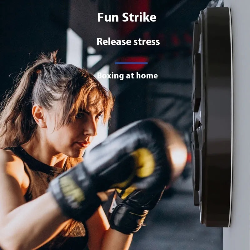 Black intelligent music boxing machine wall target with gloves for home Sanda training