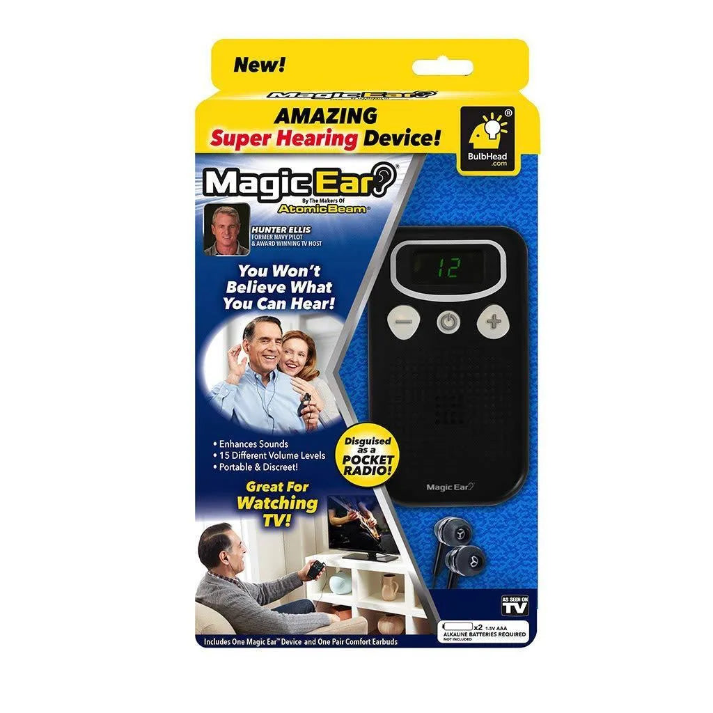 Handheld digital display mobile hearing aid booster with ABS casing and FM radio style design