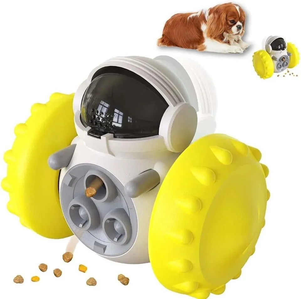 Self-balancing dog food dispenser puzzle toy in five colours for small pets