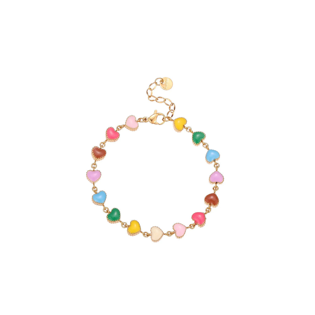 Women's love heart shaped titanium steel bracelet with 18K gold electroplating in gold or steel colour
