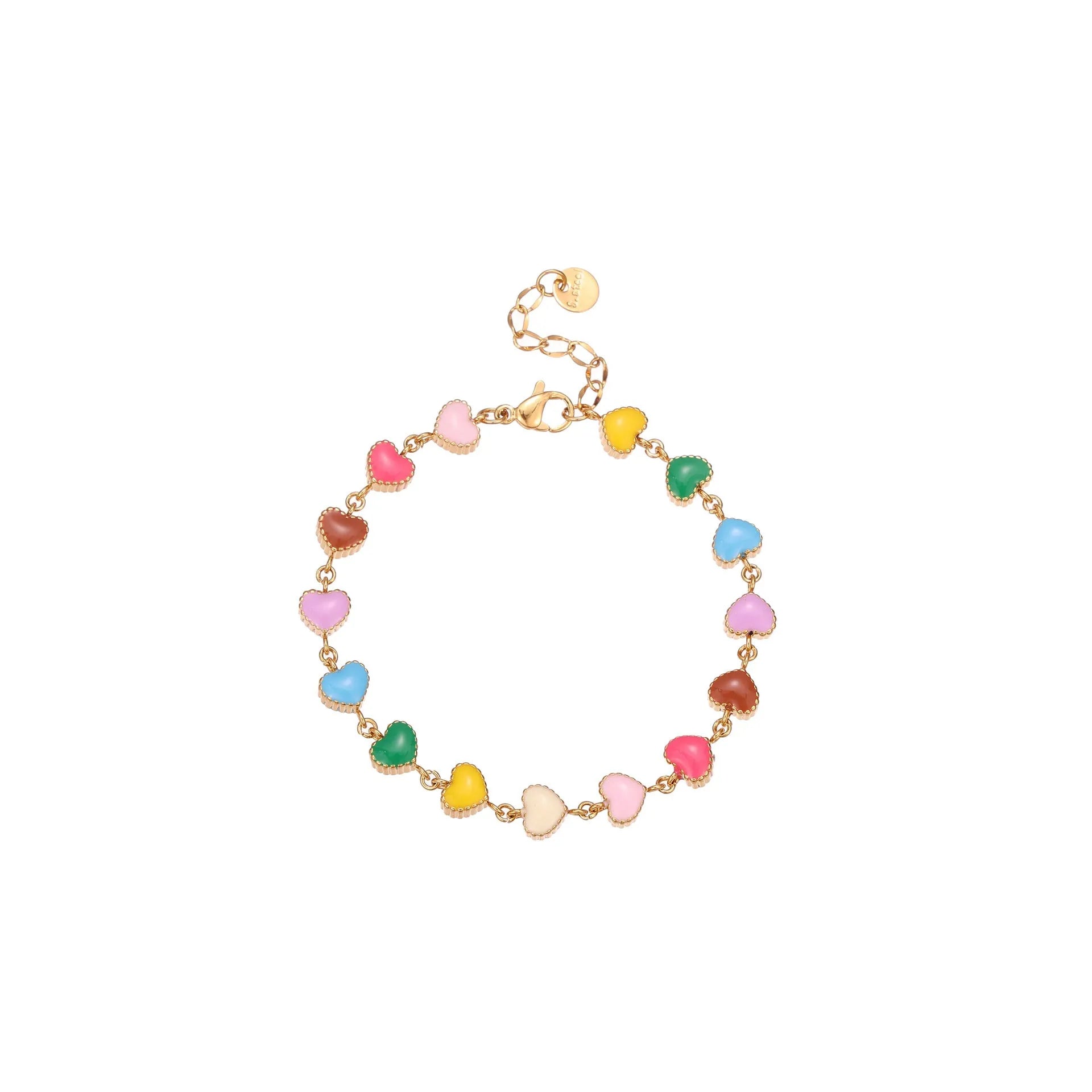 Women's love heart shaped titanium steel bracelet with 18K gold electroplating in gold or steel colour